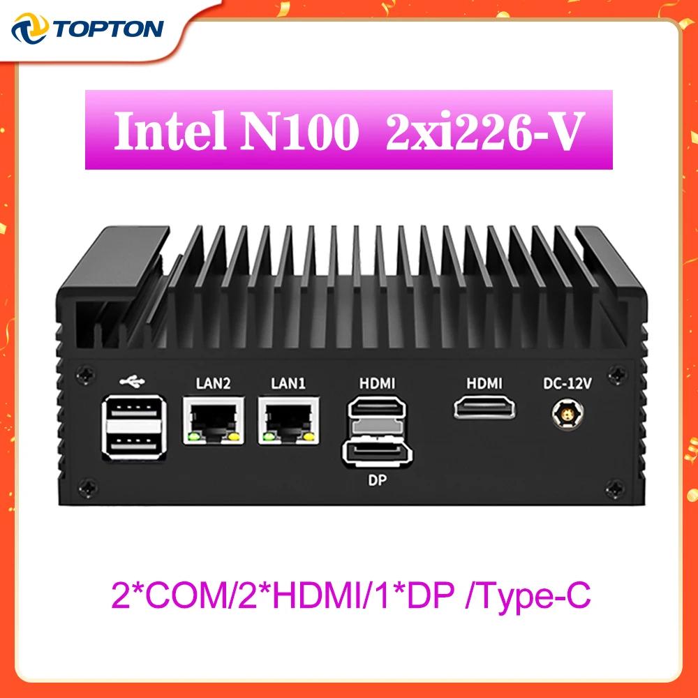 Intel N100 Ҹ ̴ PC, ȿ ð ָ ȭ ,  ǻ, 12 , 2x226-V, 2.5G, 2 * COM NVMe, 1 * DP